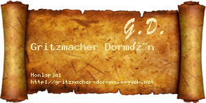 Gritzmacher Dormán névjegykártya